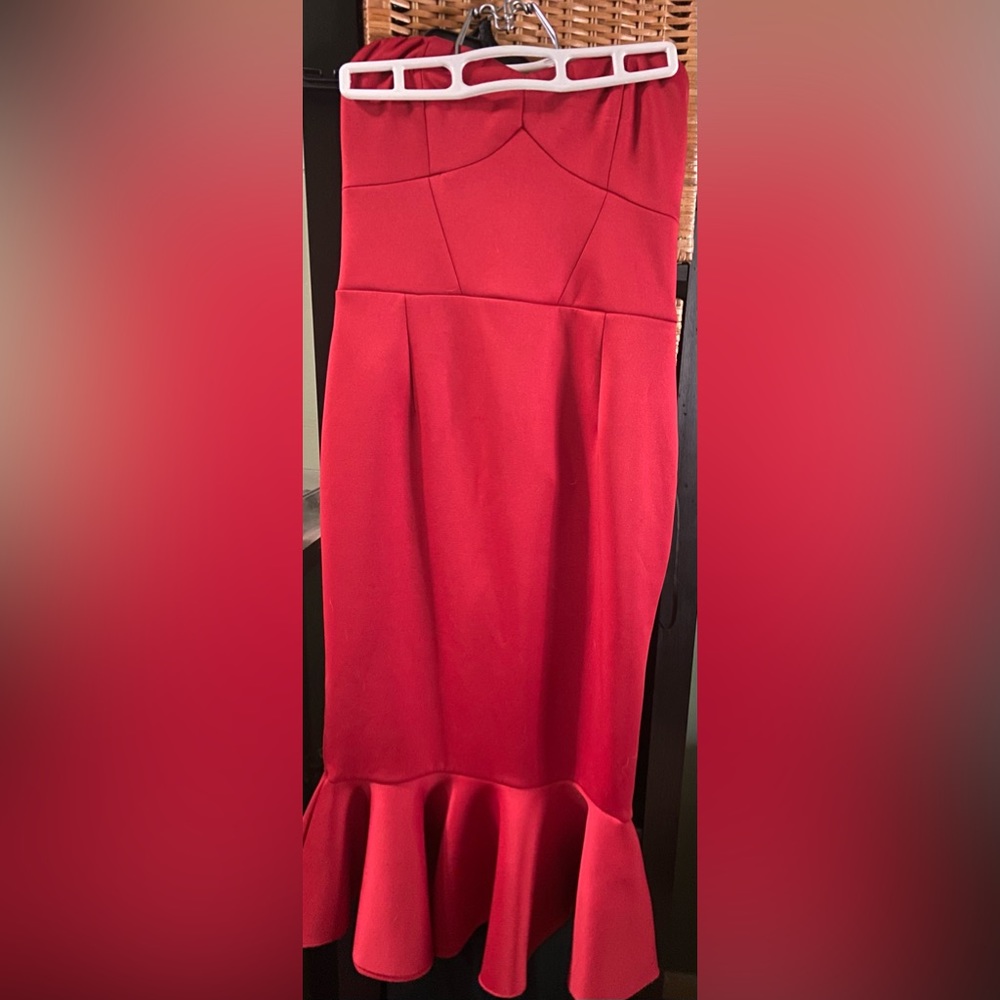 Red strapless dress from express